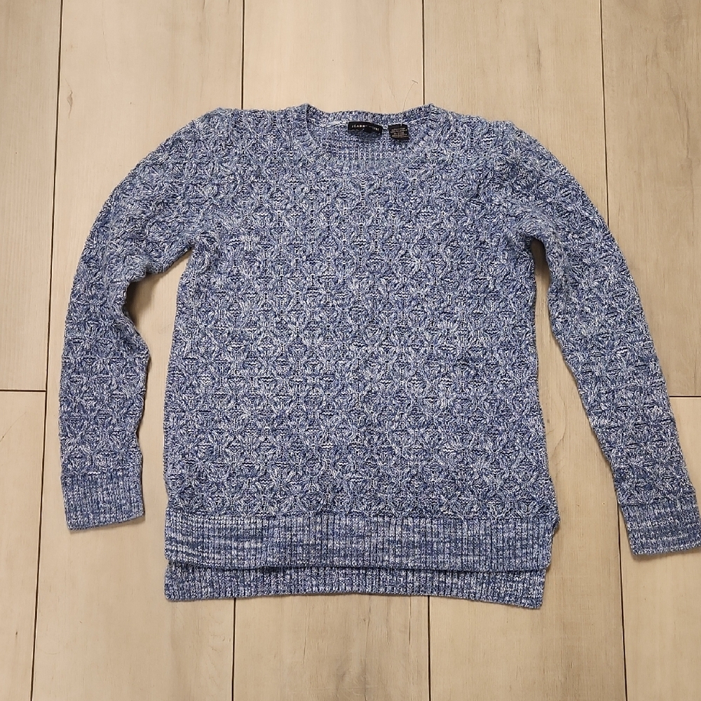 JEANNE PIERRE Men's Textured Blue Crewneck Sweater Size Small 100% Cotton